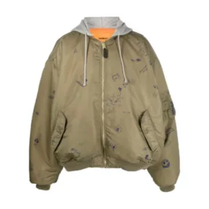 VETEMENTS doodle-print bomber jacket – Khaki –