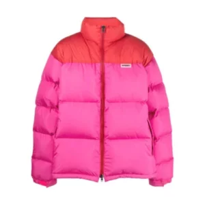 VETEMENTS logo-patch puffer jacket – Hot Pink